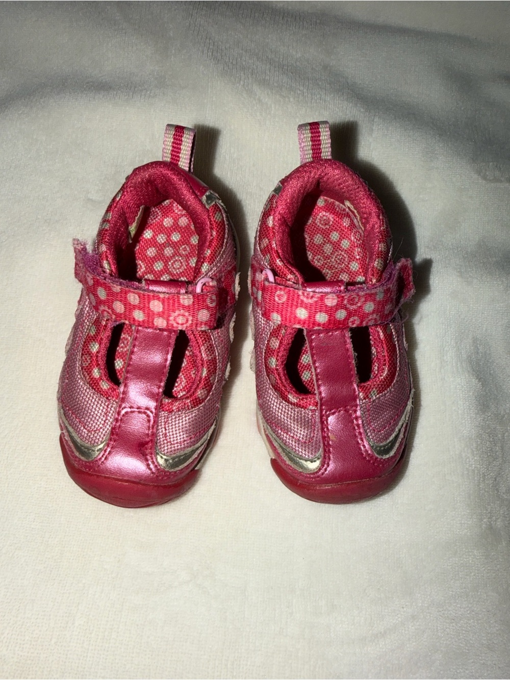 Stride Rite Girls' Pink Mary-Jane Sneakers with Polka-Dot Strap